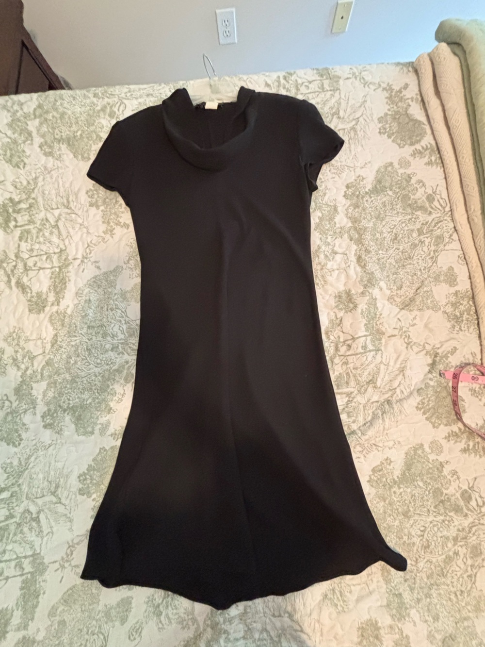 S.L. Fashions sz 10 vintage 90’s Black Cowl Neck Midi Dress minimalist classic - Picture 11 of 12